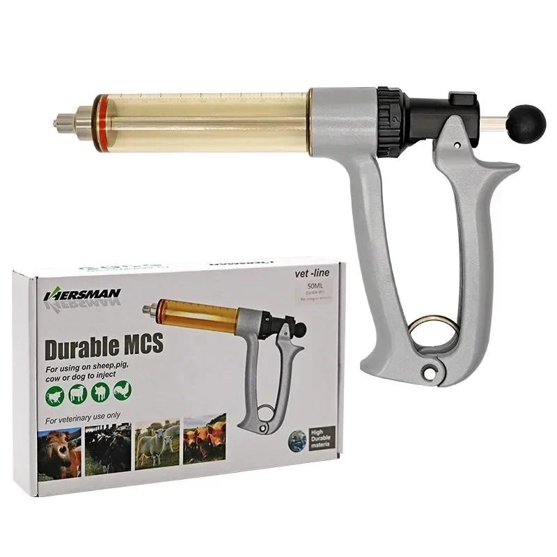 

25/50ml Semi-Automatic Veterinary Continuous Syringe Animal Injection Adjustable Vaccine Syringe for Livestock Cattle Sheep