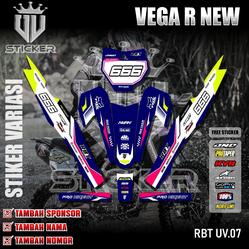 (COD) TERBARU Sticker Striping RBT Vega R New Semifull Stiker Custom Trail Motor YZ CRF KLX KX KTM R