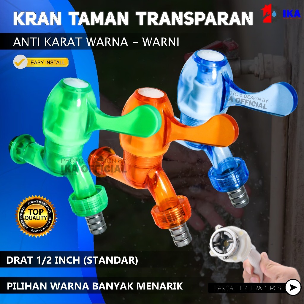 Keran Air Plastik Taman Drat Kuningan Kran Tembok Mesin Cuci 1/2 Inch Warna Warni / Keran Tembok Tam