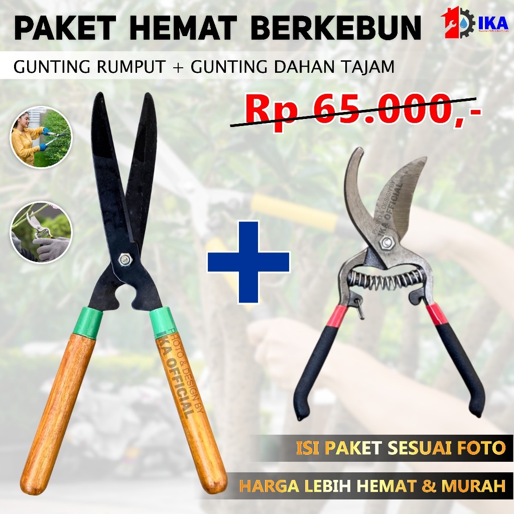 Paket Berkebun 1 Set Gunting Rumput Taman + Gunting Dahan Pangkas Daun Rumput Ranting Anti Slip