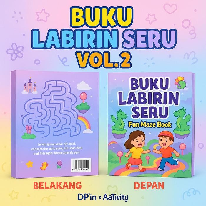 

DpinxAaTivityBuku Gambar Mewarnai [ LABIRIN SERU VOL 2 ] Anak Karakter Lucu – Edukasi & Hiburan Kreatif | Buku Aktivitas Belajar Menggambar untuk PAUD TK SD - A4