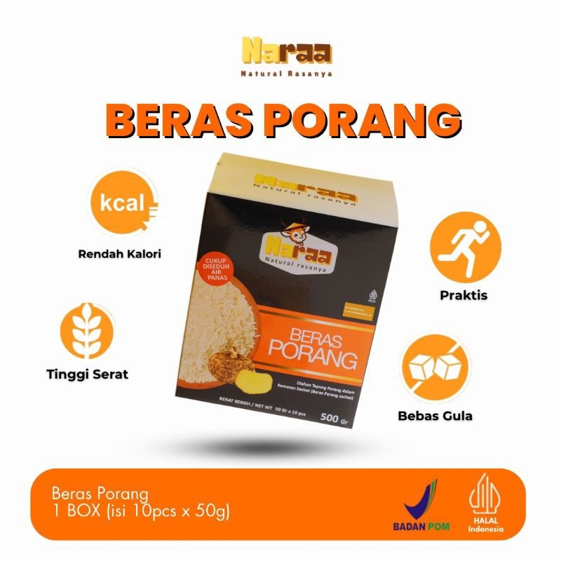 

50 gram Naraa beras porang/ beras porang sachet/ kemasan ekonomis sachet 50 g naraa/ beras sehat/ shirataki