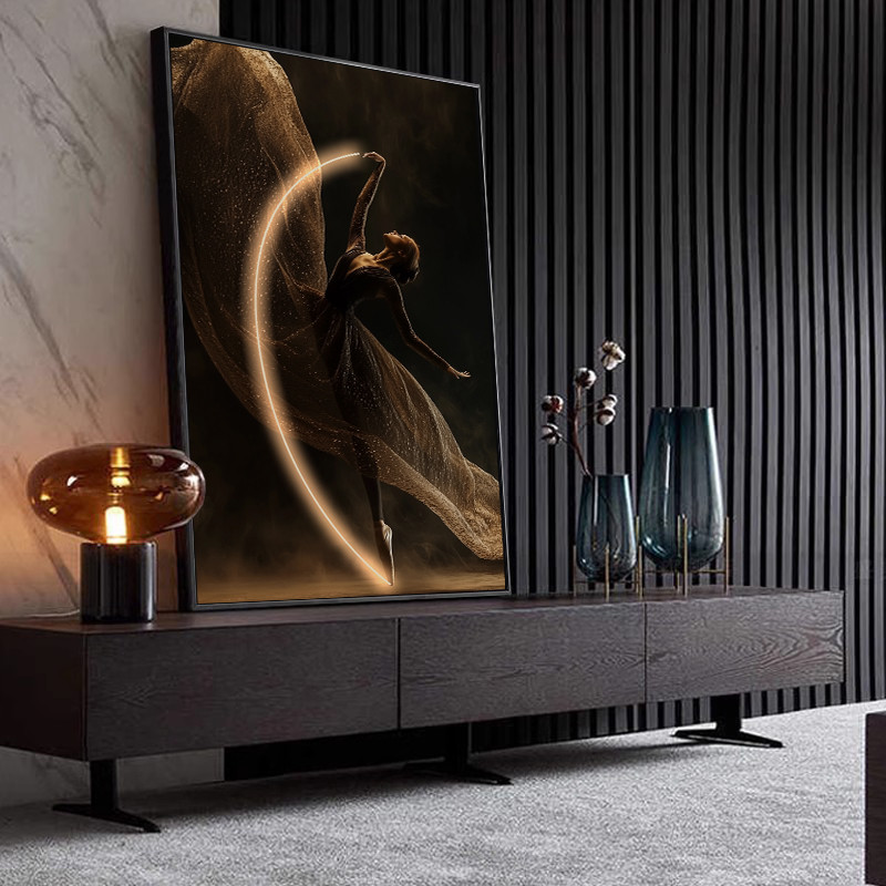 

Modern Fashion Portrait Canvas Painting Original Character Dancer LED Gold Wall Painting Home Hotel Decoration Painting
