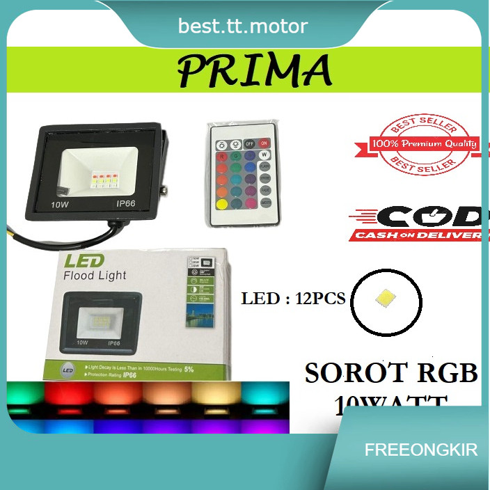 LAMPU SOROT RGB 10W LED WARNA WARNI 10Watt Tembak Floodlight- AC 220volt