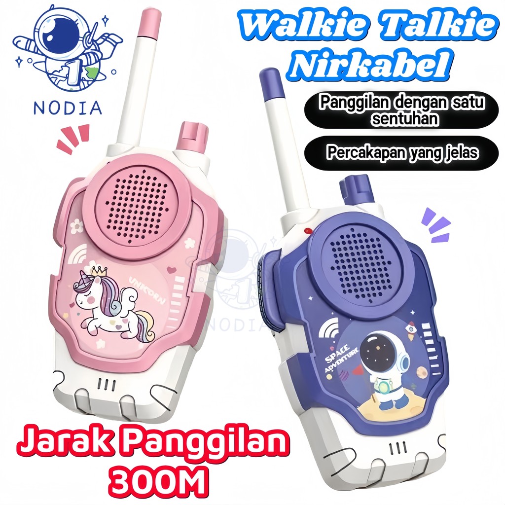 NODIA Mainan Anak Handy Talky Wireless Walkie Talkie 2pcs Jarak 50 sampai 300 Meter Edukasi