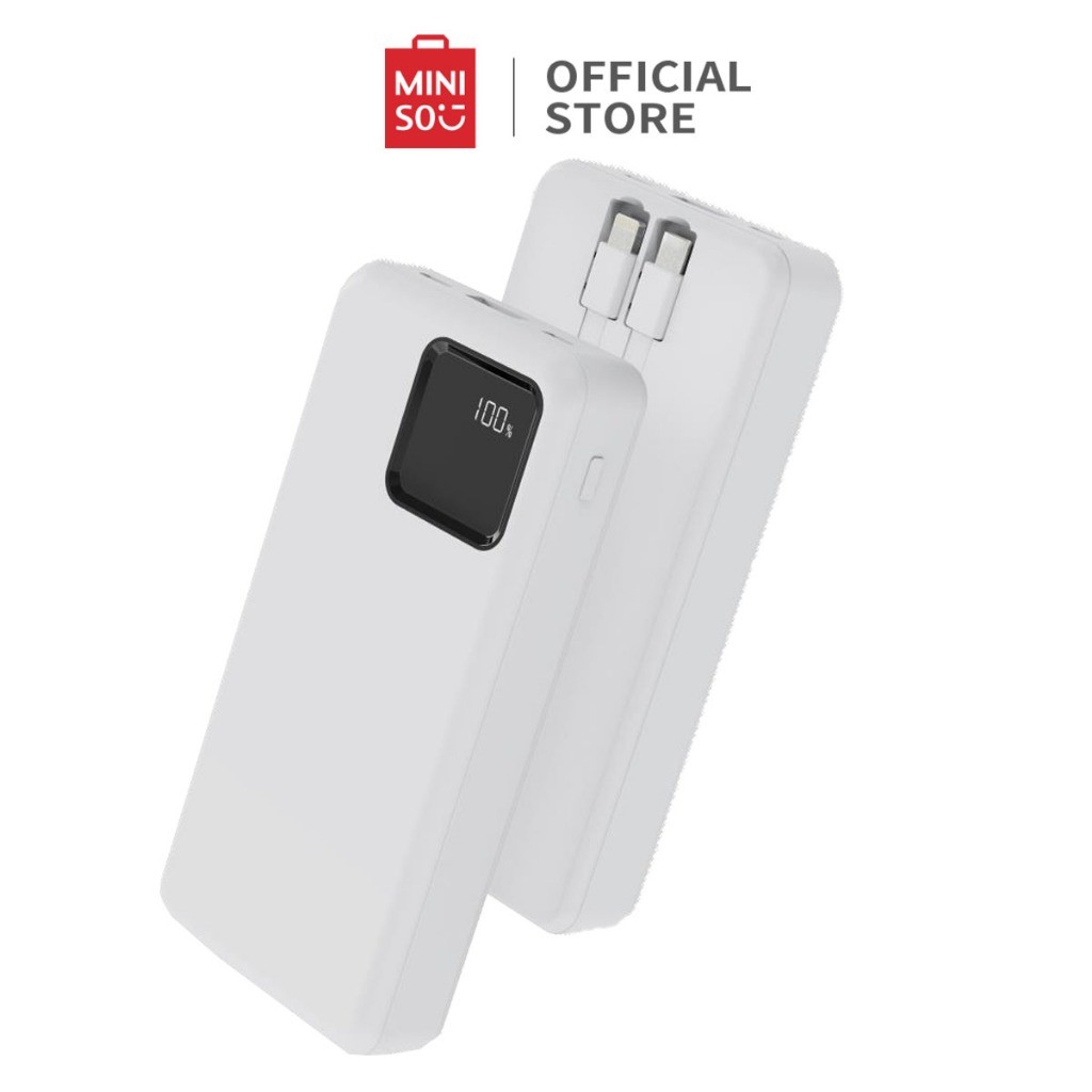 JAMIN MURAH Miniso Powerbank 20000mAh Digital Display Power Bank with Cable Bank Daya Dengan dua Kab