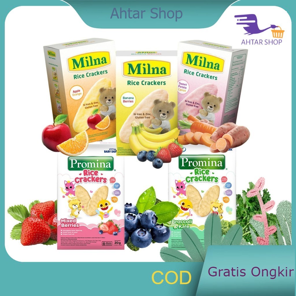 Milna Dan Promina Rice Crackers Snack Cemilan Bayi 6 Sampai 8 Bulan Mpasi Ahtar Shop