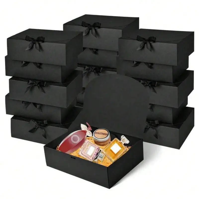 

1/5pcs Black Gift Box With Lid, Deluxe Black Gift Box With Ribbon, Best Man Proposal Box, Bridesmaid Boxes, Graduation Favors