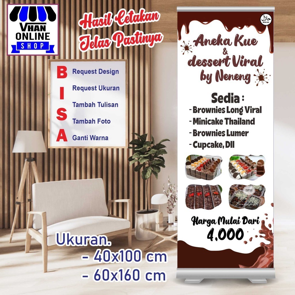 backdrop Banner Spanduk Aneka Kue Dessert Bisa Request