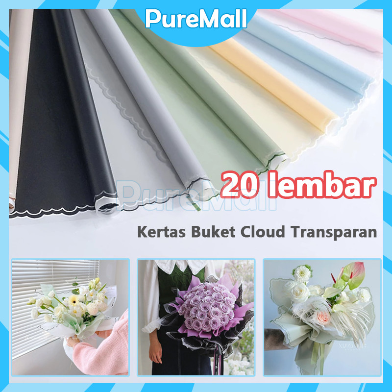 

20 Lembar Flower Wrapping Paper Varian List Cloud Awan Frame Transparan