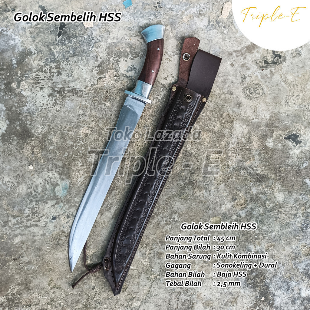 Golok sembelih sapi kerbau hewan kurban bahan baja gergaji HSS Golok pemotong