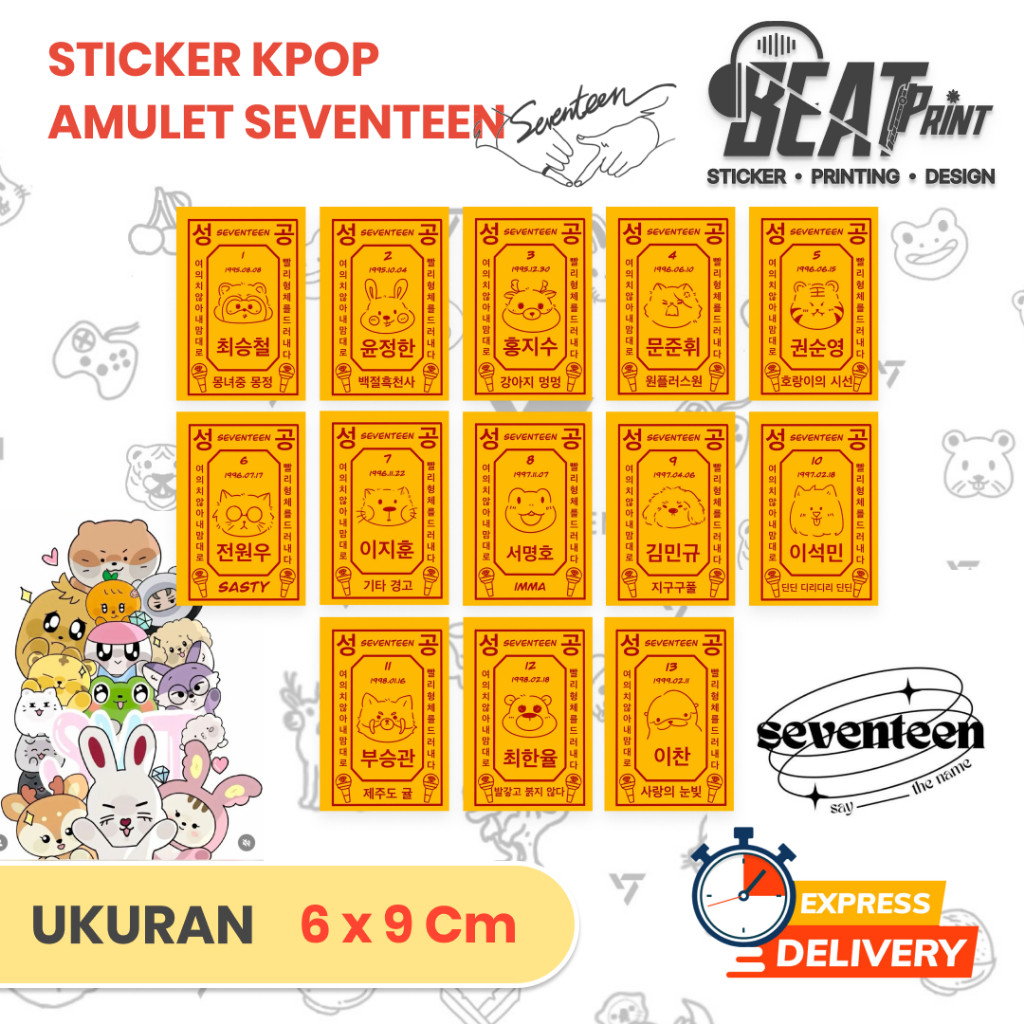

Stiker Seventeen Amulet KPOP Fanmade - 13+13+2 Bonus! Sticker Laptop dll | Finger Print