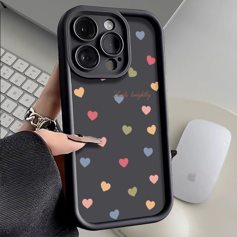 Hati berwarna Casing Untuk IPhone 16 11 15 13 14 12 Pro Max 7Plus 8Plus SE 2020 XR X XS Max 16 7 8 6