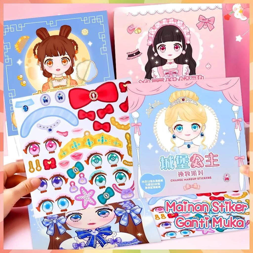 Stiker Makeup DIY Anak Mainan Keterampilan Merias Wajah / Sticker Makeup Book Buku Stiker Makeup