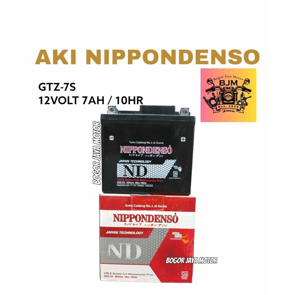 1 PCS AKI NIPPONDENSO AKI ND GTZ-7S 12VOLT 7AH / 10HR AKI SEPEDA MOTOR AKI FULL KERING