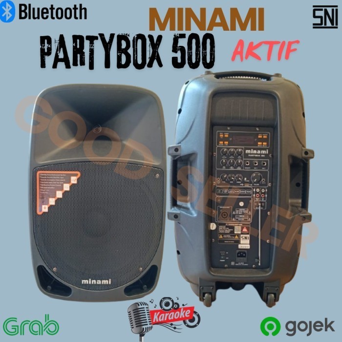 AGEN SPEAKER AKTIF MINAMI PARTYBOX 15INCH 500WATT ORIGINAL HARGA 1PCS