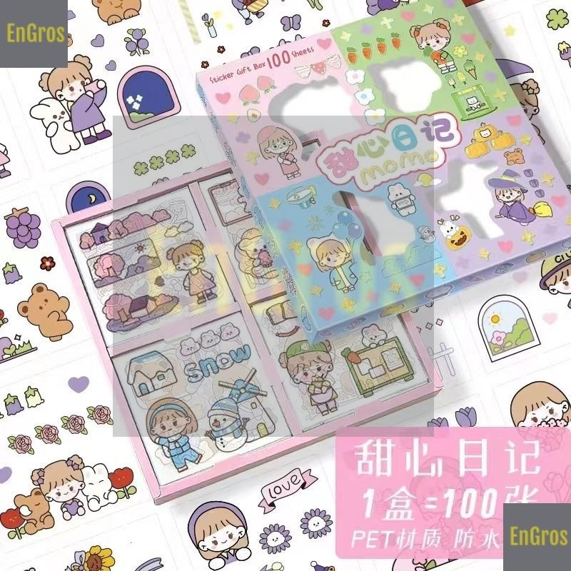 

MOMO Sticker isi 100 Lembar Momo Stiker 100Lembar Sticker Mo Mo Mix Warna Motif Kartun Korea Lucu Anti Air Dekorasi Handbook Scrapbook DIY JM