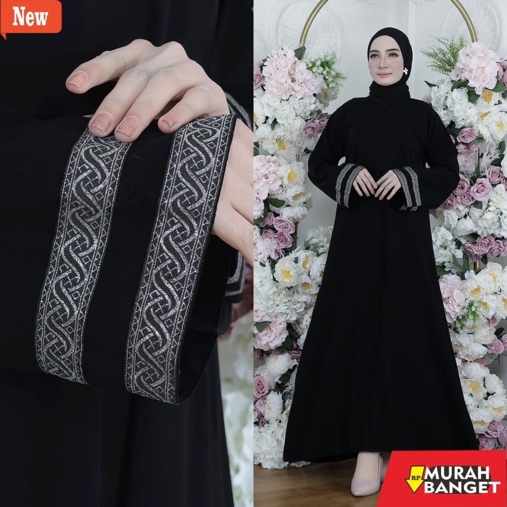 abaya shopee haul 2024 Gamis Terbaru Abaya Hitam Jetblack Athifah BUSUI Abaya Turkey Polos Simple Dr