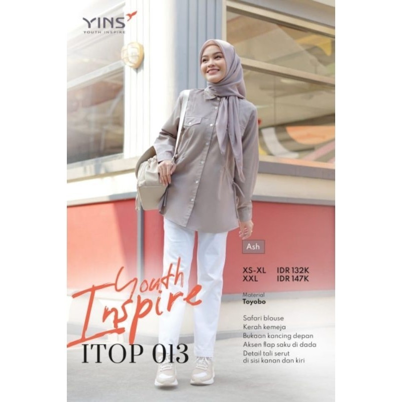 Youth Inspire ITOP 013 Dark Grey Ash Taupe Maroon Toyobo Atasan Blouse Wanita Polos READY STOCK