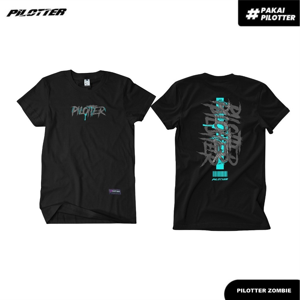 [COD] KAOS PILOTTER ZOMBIE HITAM ORIGINAL TERBARU FREE STIKER KAOS BEST SELLER PILOTTER ORIGINAL KAO