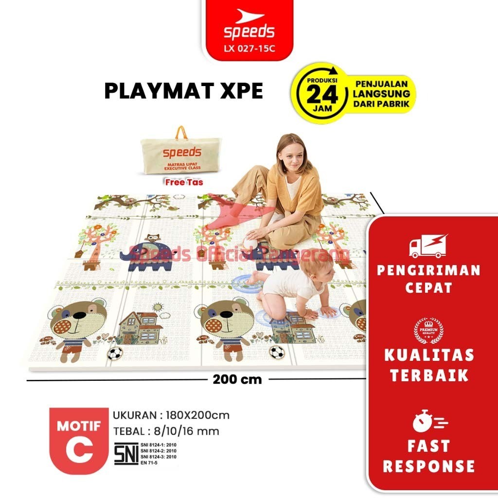 WJ73FG SNI SPEEDS Free tas Playmat Bayi 200x180cm Tebal XPE Matras Anak Playmate Baby/alas lantai ba