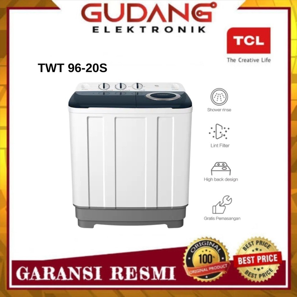 TWIN TUB TCL 9 KG TWT 96 20S MESIN CUCI 2 TABUNG TCL 9 KG TWT-96 20S