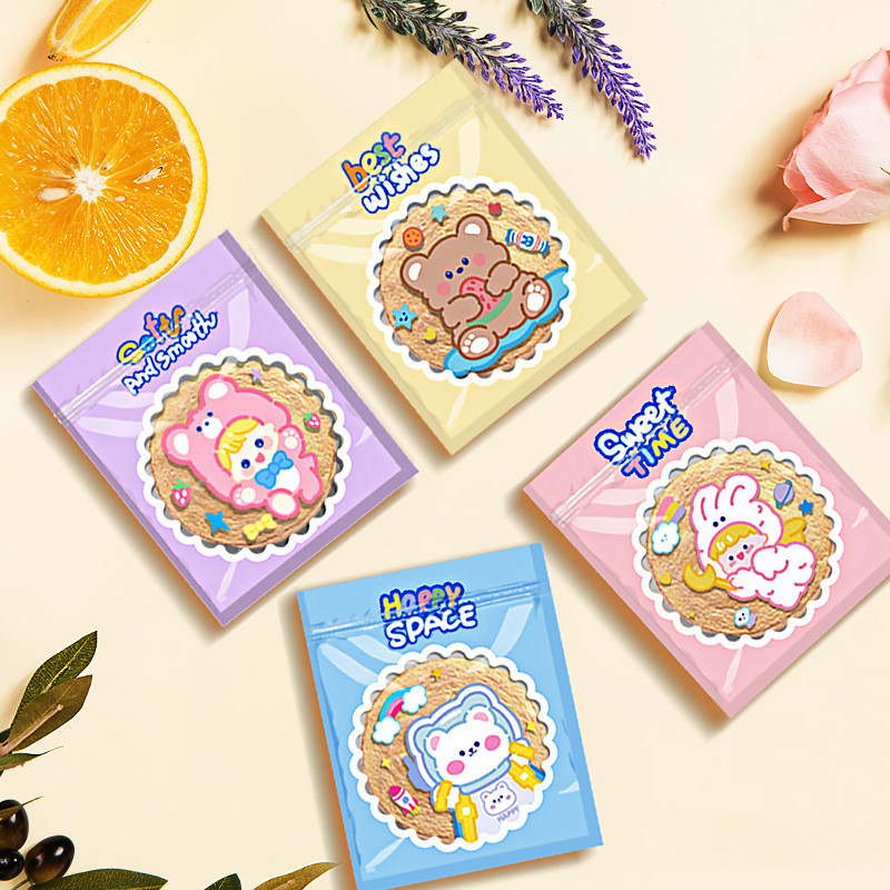 

50pcs Plastik Kemasan ziplock cookies Motif Lucu ukuran 14x18.5cm Kemasan Permen motif lucu Korea Kemasan Biskuit Cookies ziplock