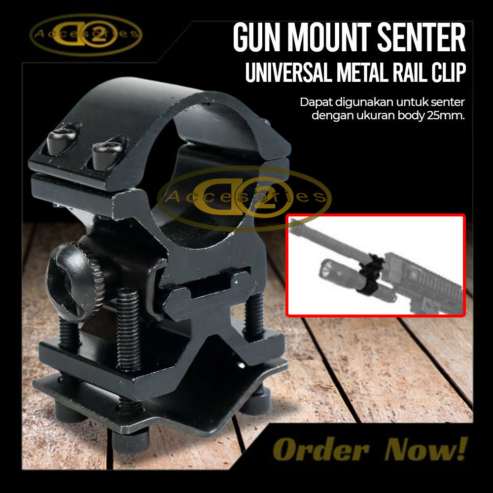 Lediland Gun Mount Senter Universal Metal Rail Clip - LH99