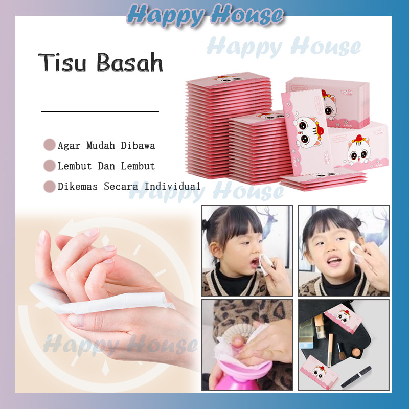 10PCS Tissue Basah Mini Travel / Tissue Basah Karakter Wet Wipes / Wet Wipes Mini