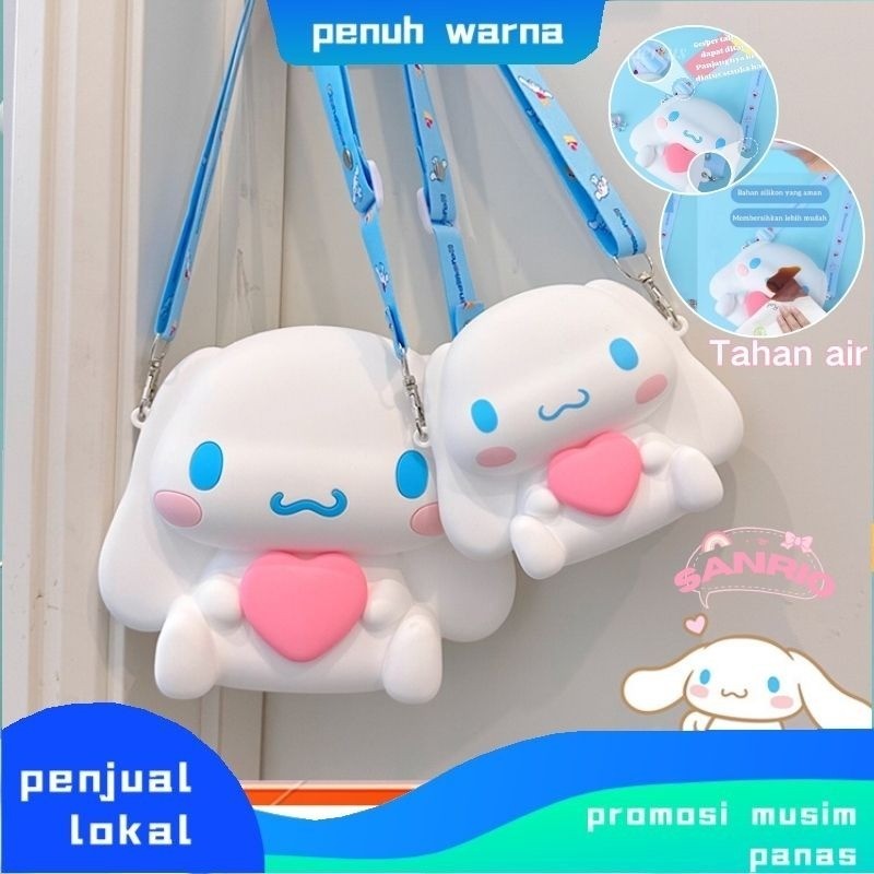 【Local Delivery 】Tas Silikon Anak-anak Cinnamoroll Dompet koin kartun/Sanrio ShoulderBag Cinnamoroll