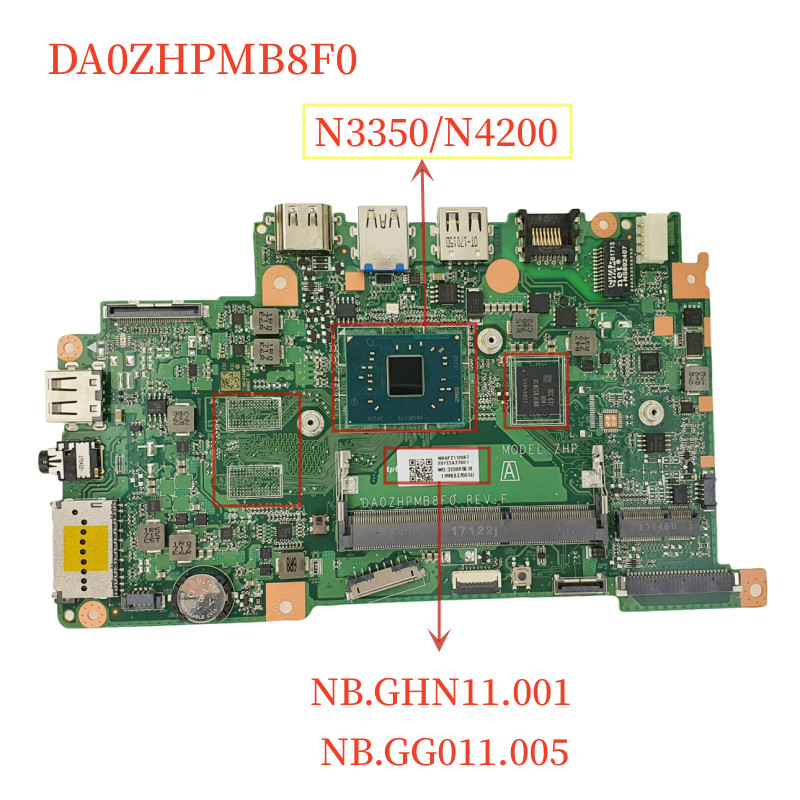 DA0ZHPMB8F0 For Acer Aspire ES1-132 Laptop Motherboard NBGHN11001 NBGG011005 With CPU+32GB SSD Mainb