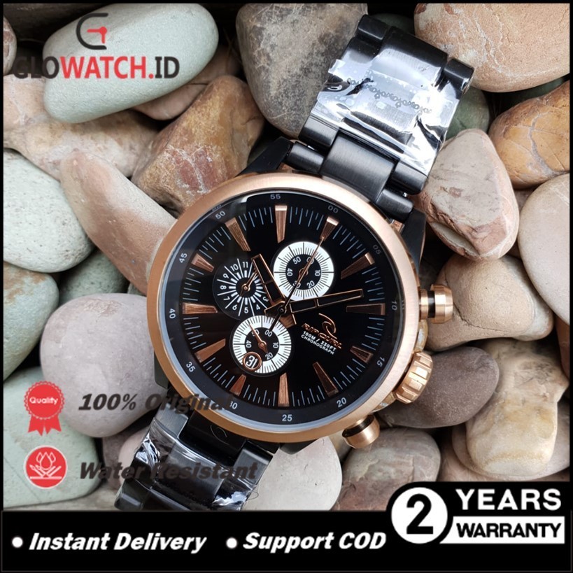 [Promo] Jam Tangan Pria Rip curl / Ripcurl Recon Black Chronograph Stainless Steel Strap Original (G