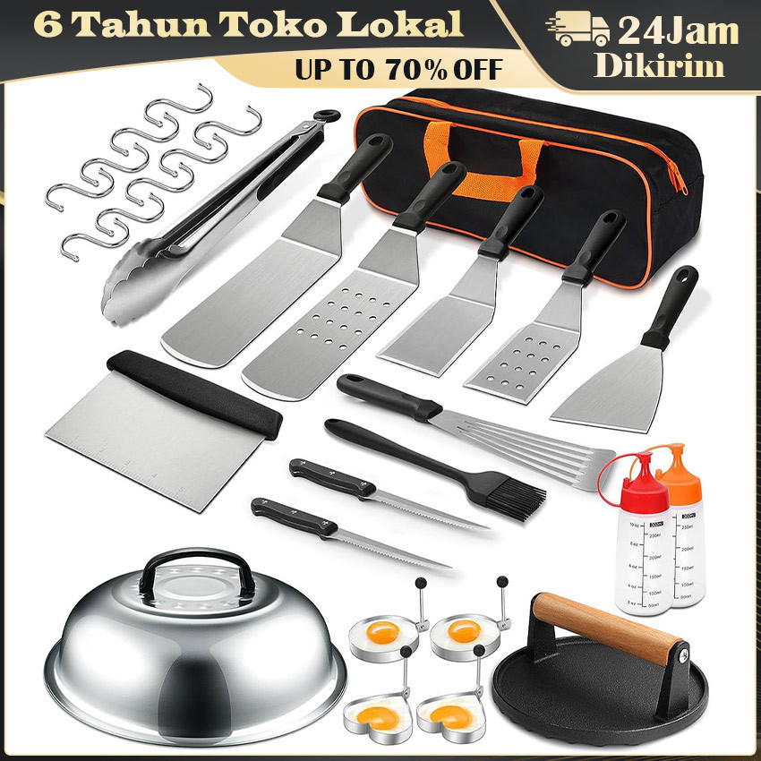 29Pcs/Set Peralatan Panggang BBQ Daging Spatula Grill Set / Alat Grill Bbq Dan Kompor Set