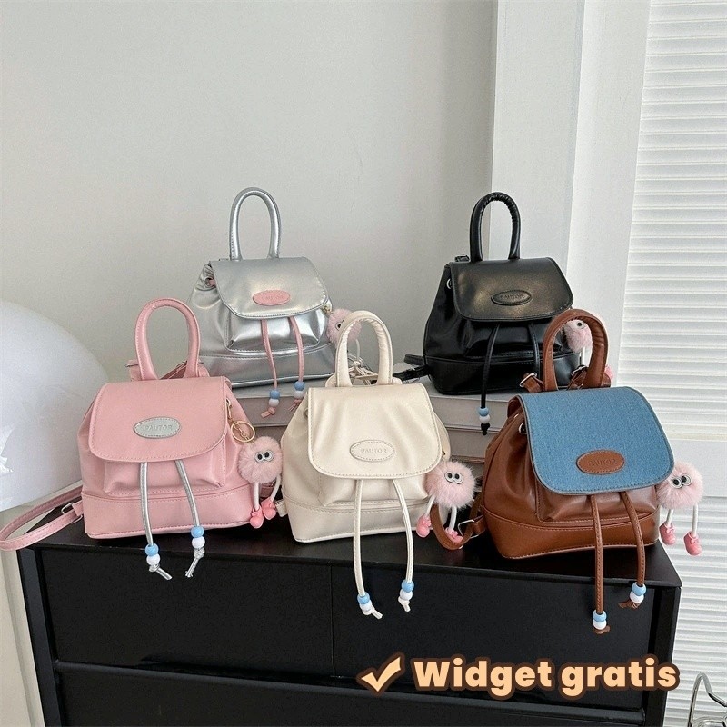 [Widget gratis]Tas Ransel Kulit Mini Wanita/Tas Ransel Kulit Wanita Kecil anti air / Wanita Tas/Gadi