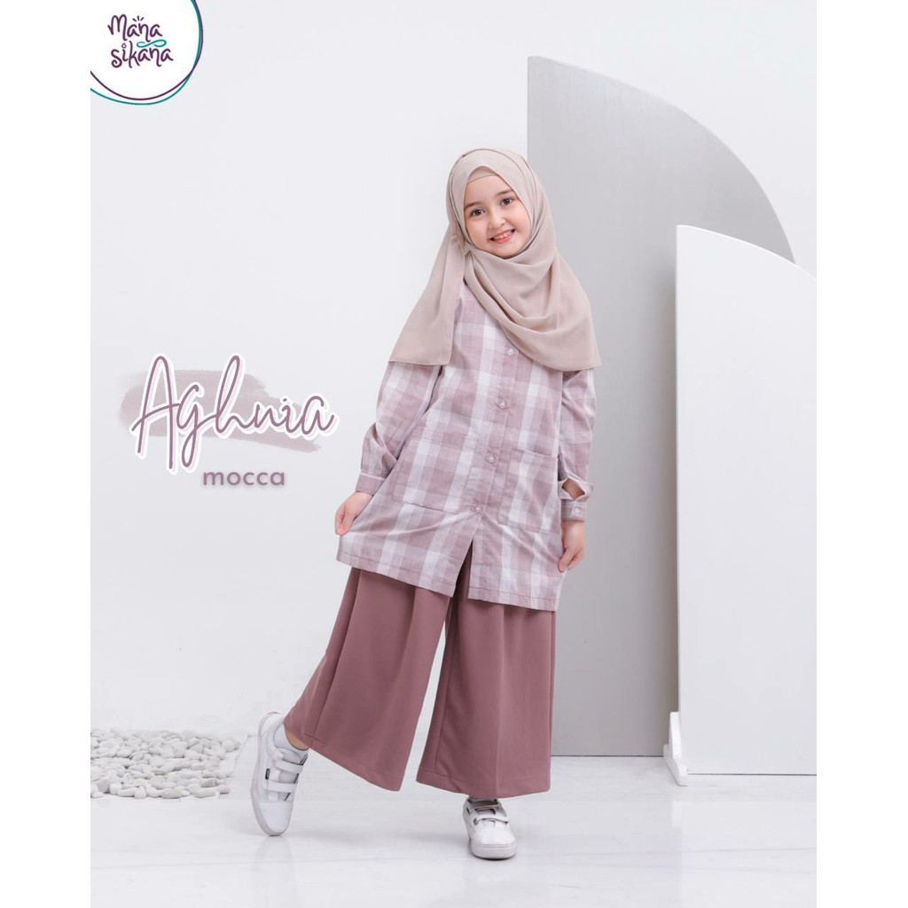 READY STOK AMANAH Tunic Lucu Anak Perempuan - Tunic Simple Motif Kotak-Kotak Aghnia by Manasikana