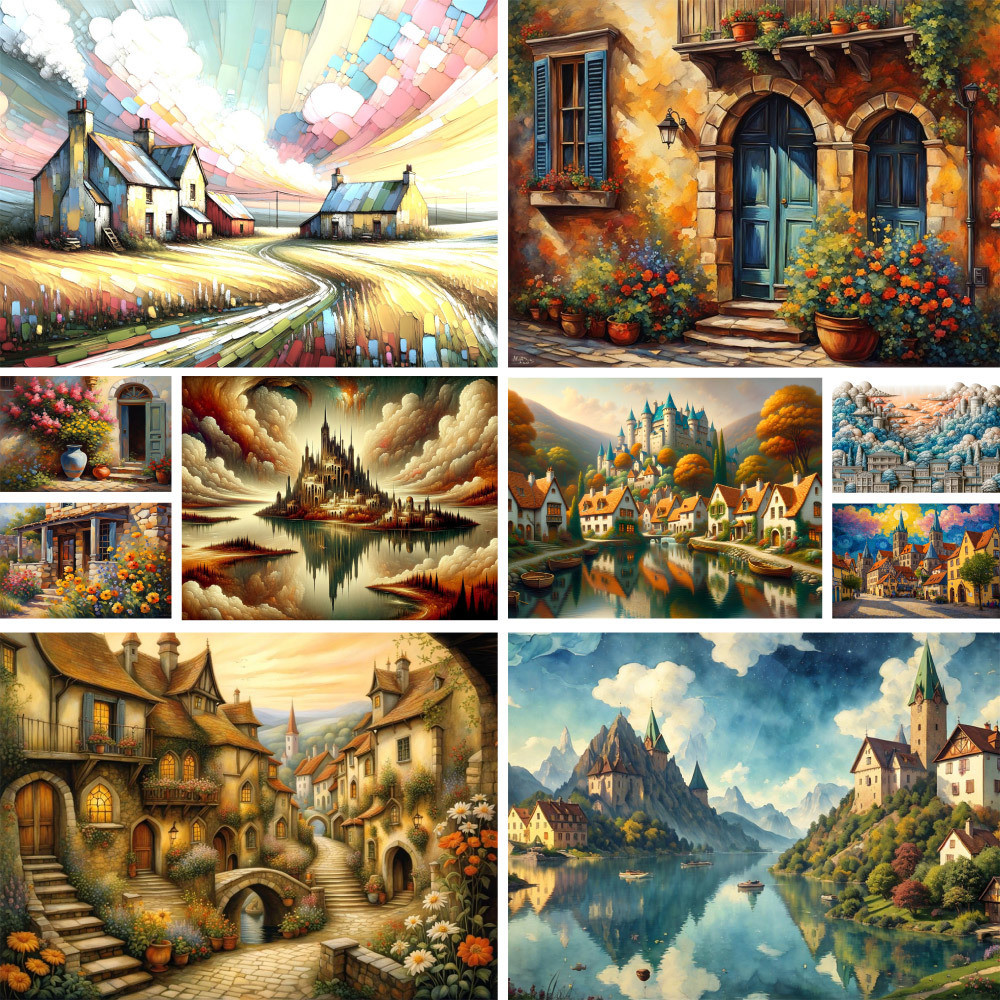 

Landscape Fantasy House Paint Number Paintings 40x50 Art Arts And Crafts For Adults Home Decor Child's Gift Wholesale 2023 NEW