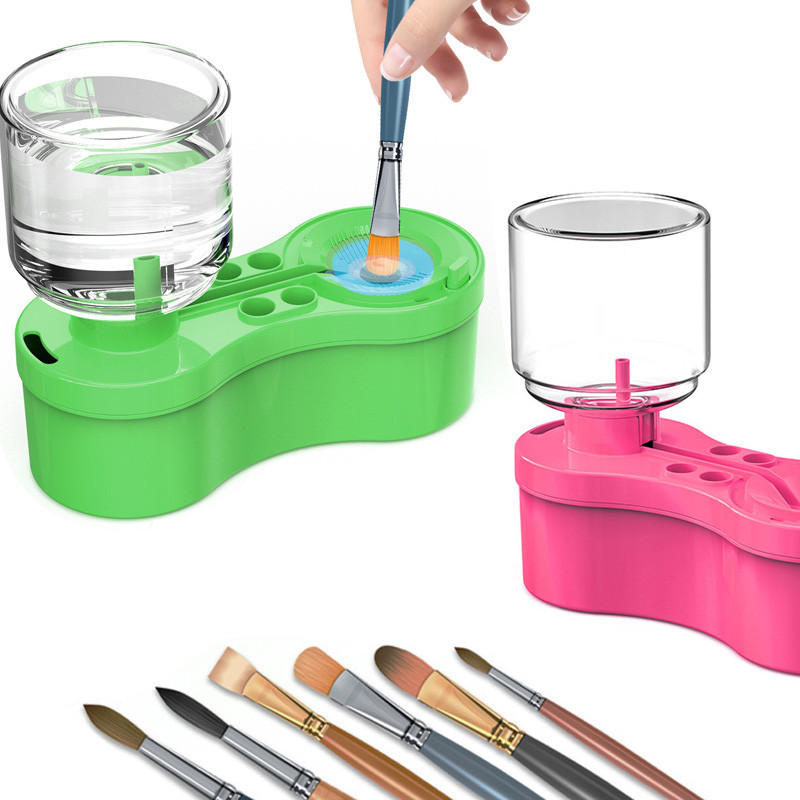 

Paint Brush Cleaner With Drain Button Automatic Water Circulation Paint Brush Cleaning Machine Cleaning Bucket Art Tools