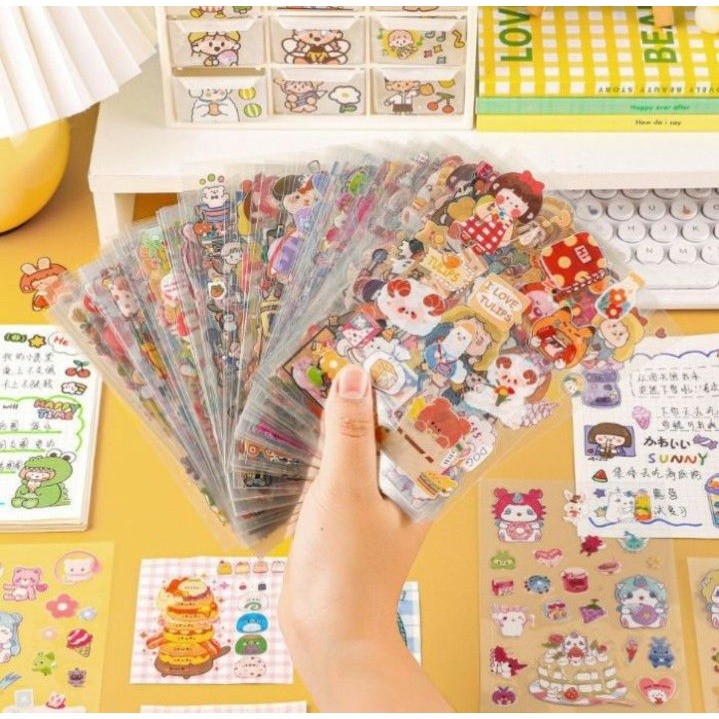

A534-(1 BOX) Sticker Anak Motif Isi 100 PCS karakter Unik Stiker Waterproof Botol Minum Tumblr Kartun Viral Lucu Korea DIY Stiker