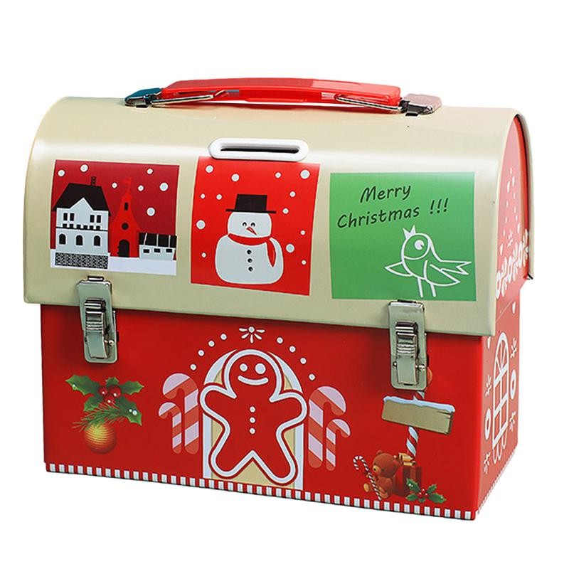 

Christmas Tinplate Box Decorative Tin Mailbox Metal Cookie Tins Holiday Empty Tins Christmas Metal Gift Box Mailbox Shape