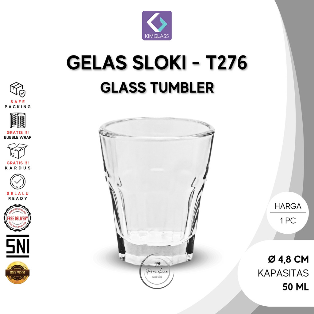 Kim Glass Gelas Sloki Kaca T276 50 ml Mini Shot Kecil Glass Cangkir Bening Soju Scotch Aesthetic