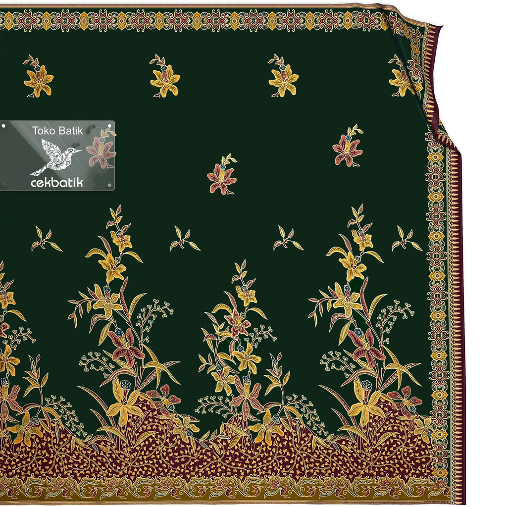 kain batik - Motif Modern Bunga Manis Elegan (Hijau Botol)