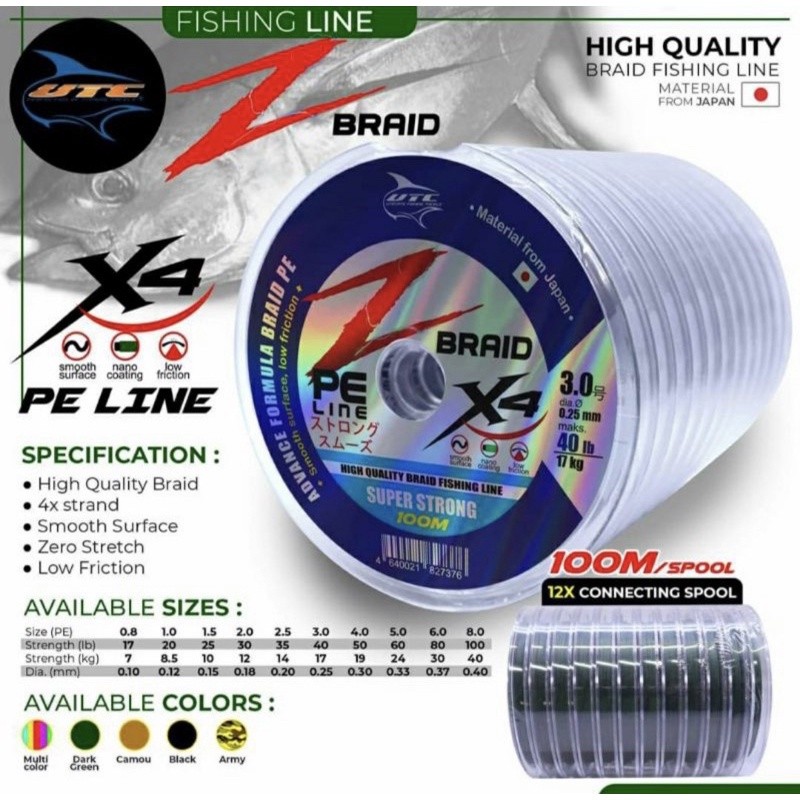 Senar Pancing / Tali PE Utecate Z Braid X4