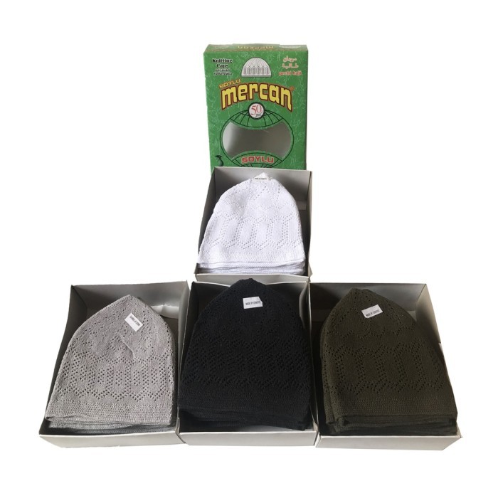 ✨BISA COD✨ - Peci rajut polos mercan 1 lusin isi 12 peci anak kopiyah songkok peci - Merah