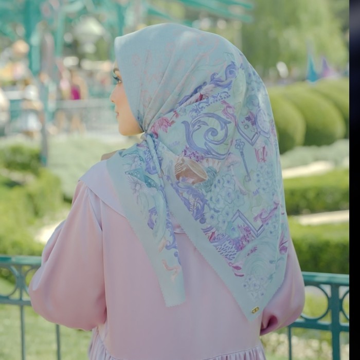 ✨BISA COD✨ - Buttonscarves wonderland series disney voal reg - airy blue