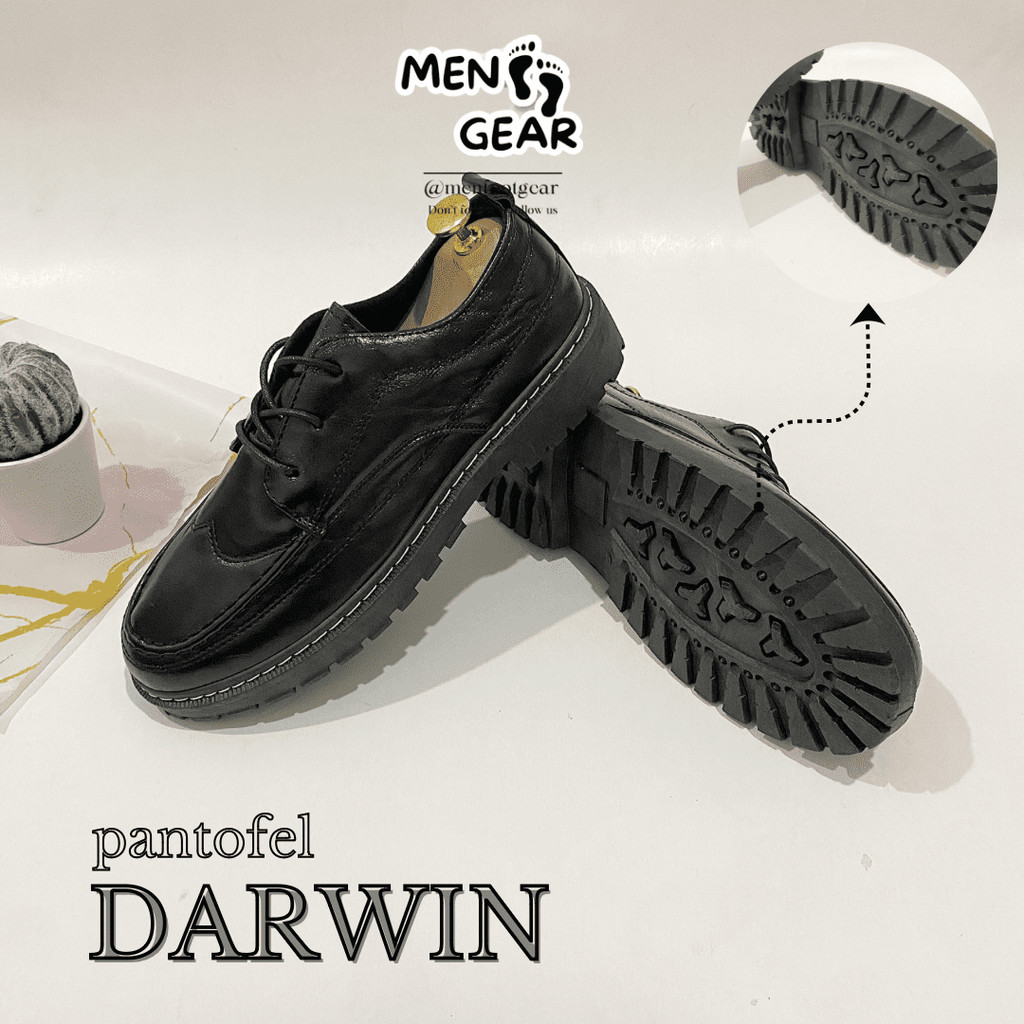 HOT DEALS MENFOOTGEAR DARWIN SEPATU PANTOFEL PRIA ORIGINAL SEPATU KERJA FORMAL COWOK DOCMART HITAM