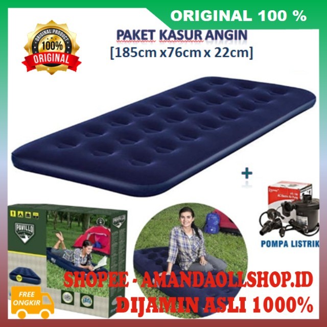 Kasur Angin Single Kasur Angin Portable + Pompa  Kasur Tidur Angin Paket Kasur Angin Single 100% ASL