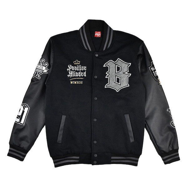 Blackjack Jacket Varsity Pria Unisex Mixed Bahan Fleece dan Kulit Sintetis JKT594 JKT597
