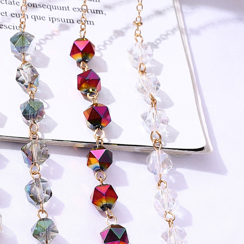 New Women Bohemian Crystal Beaded Glasses Chain Lanyard Face Mask Chain Holder Eyeglass Rope Sunglas