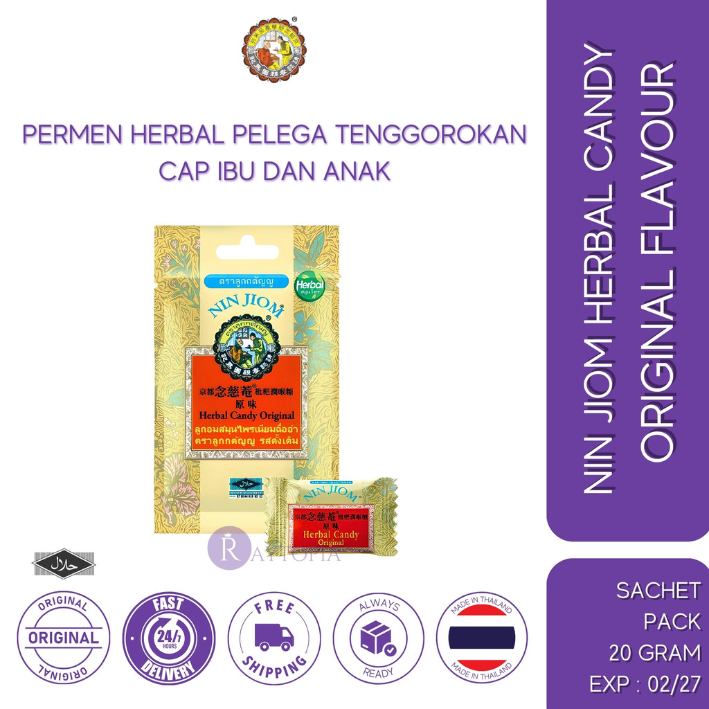 

Permen Batuk Pelega Tenggorokan Nin Jiom Herbal Candy Pei Pa Koa Cap Ibu dan Anak Rasa Original Sachet 20 Gr Impor Thailand