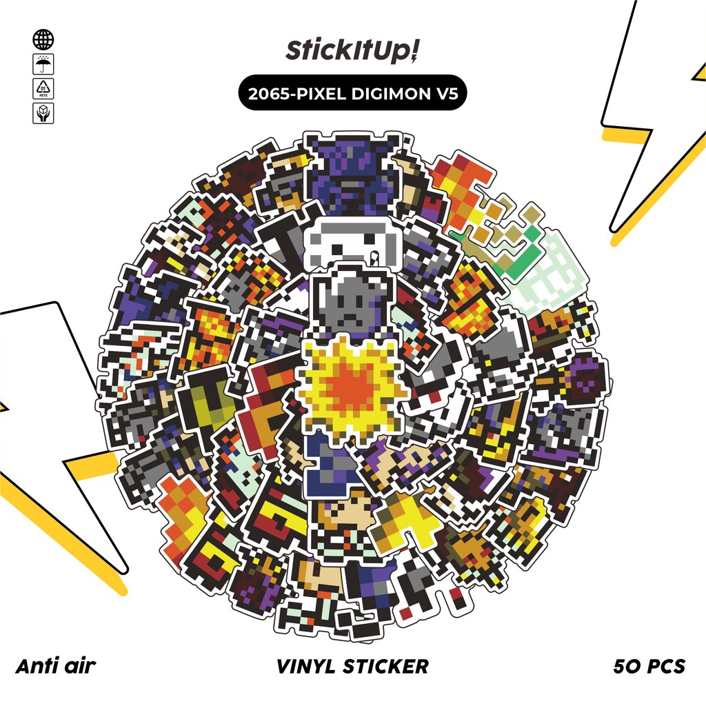 

COD✨ 50 Pcs Stiker Pack PIXEL DIGIMON V5 Lucu Aesthetic Vynil Waterproof untuk Freebies Sticker Buku Journal Casing HP Laptop